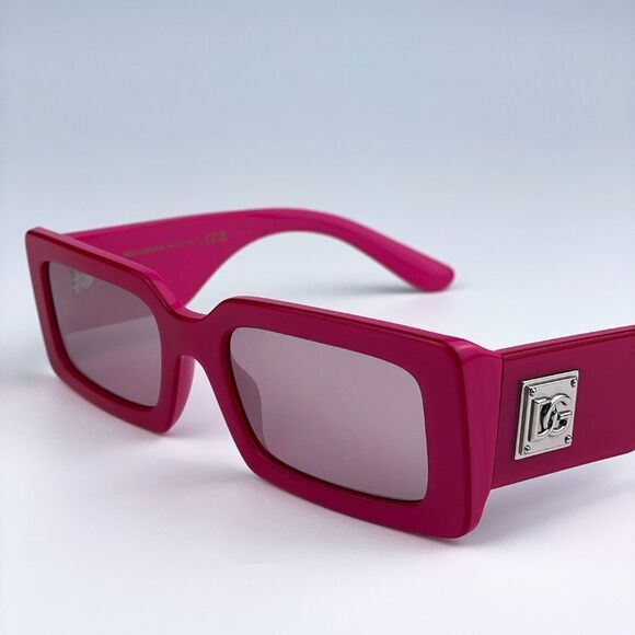 NEW D&G DG4416 33794Z Metallic Pink Mirror Silver Rectangle Women Sunglasses - Picture 8 of 12